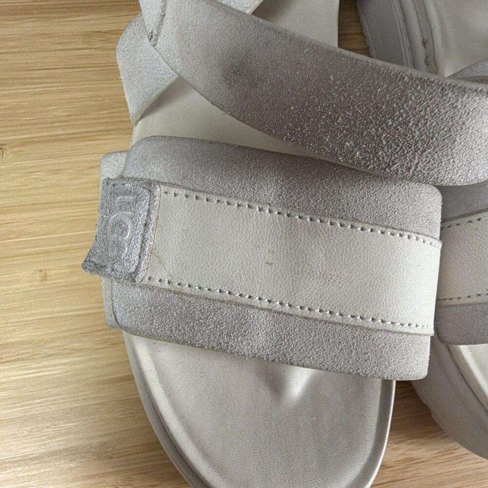 UGG Womens Suede Strappy Ankle Strap Hook & Loop Sandals Beige US 7 - Picture 4 of 11